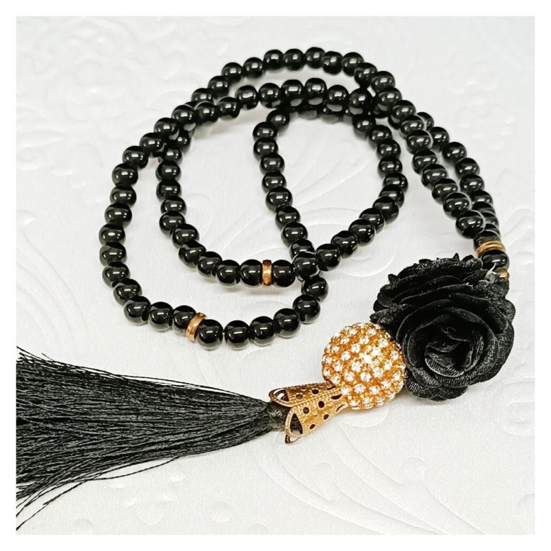 Tesbih Cam Siyah 6 Mm - 10 Adet