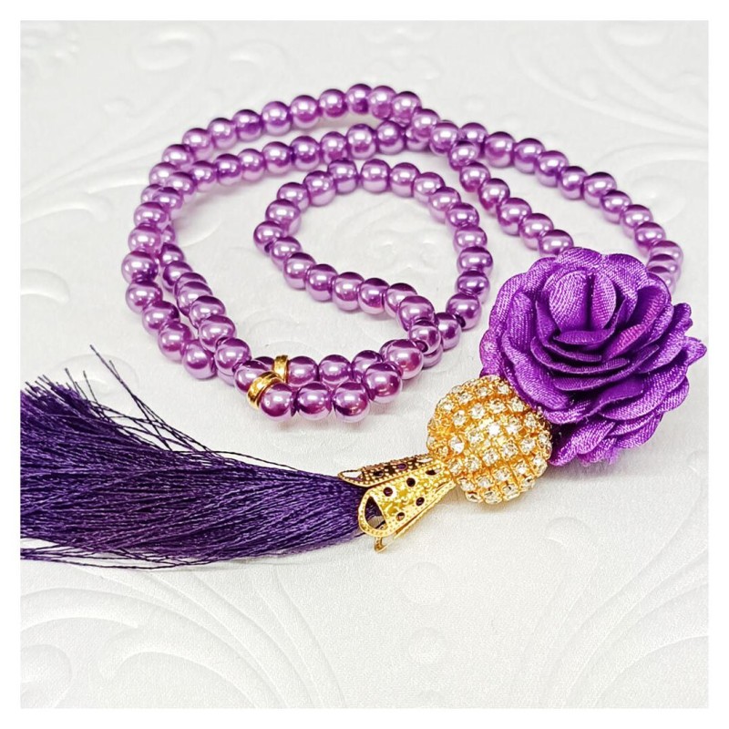 Tesbih Cam Mürdüm 6 Mm - 10 Adet