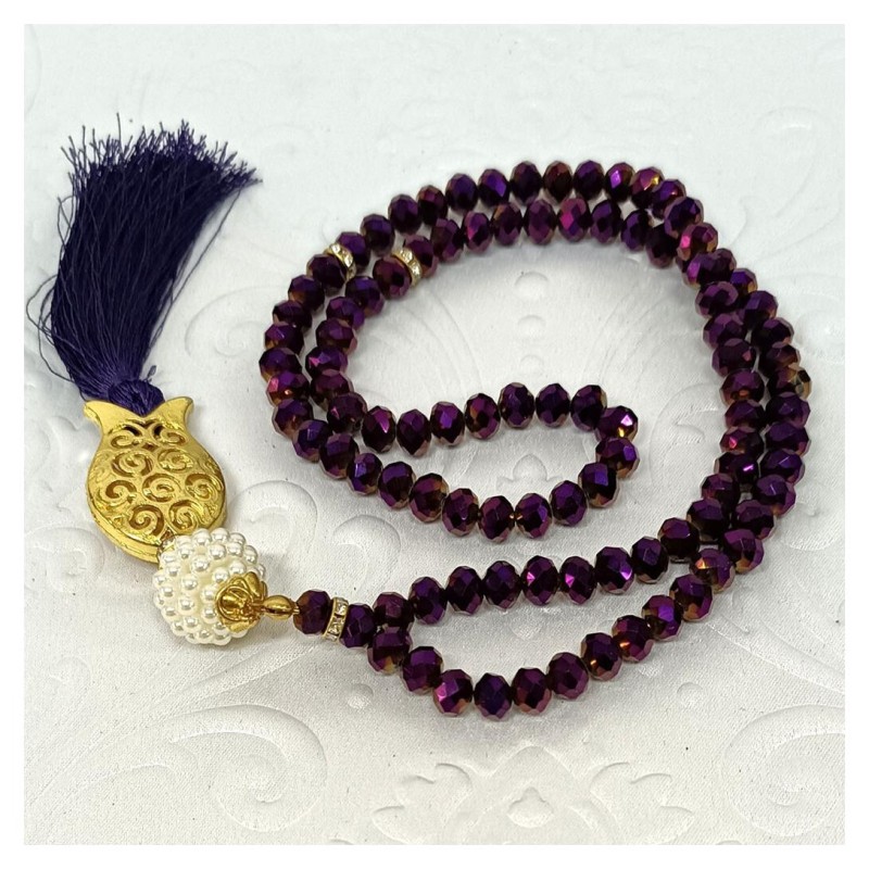 Kristal Tesbih Mürdüm 8 Mm - 10 Adet