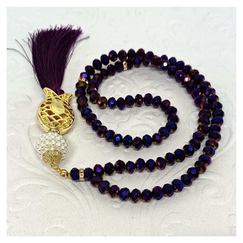 Kristal Tesbih Mor 8 Mm - 10 Adet