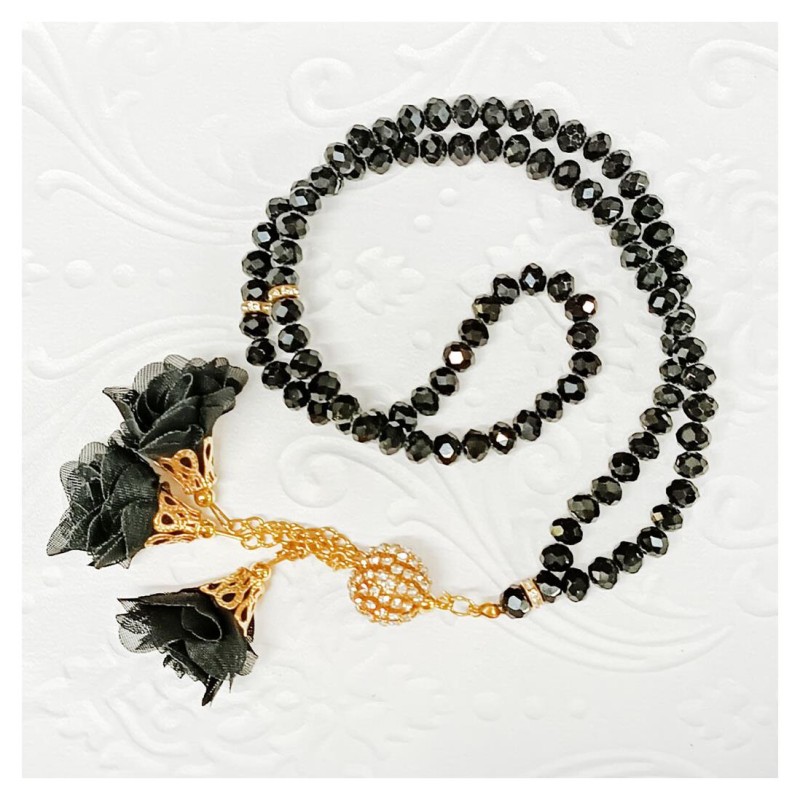 Kristal Tesbih Siyah 8 Mm - 10 Adet