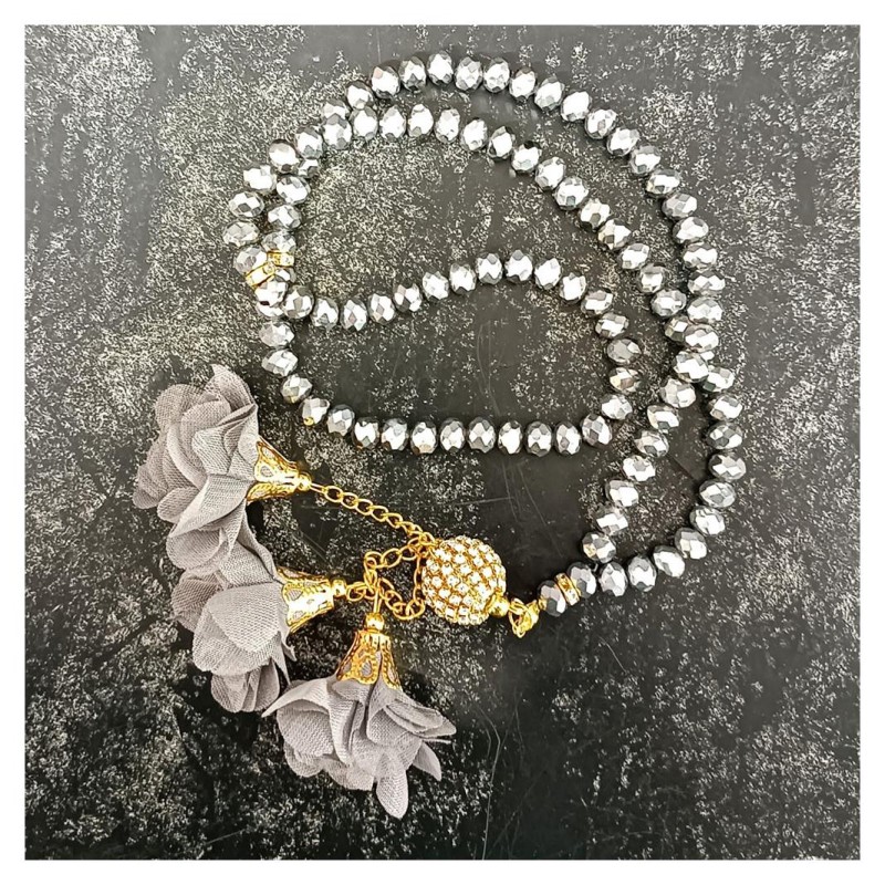 Kristal Tesbih Gri 8 Mm - 10 Adet