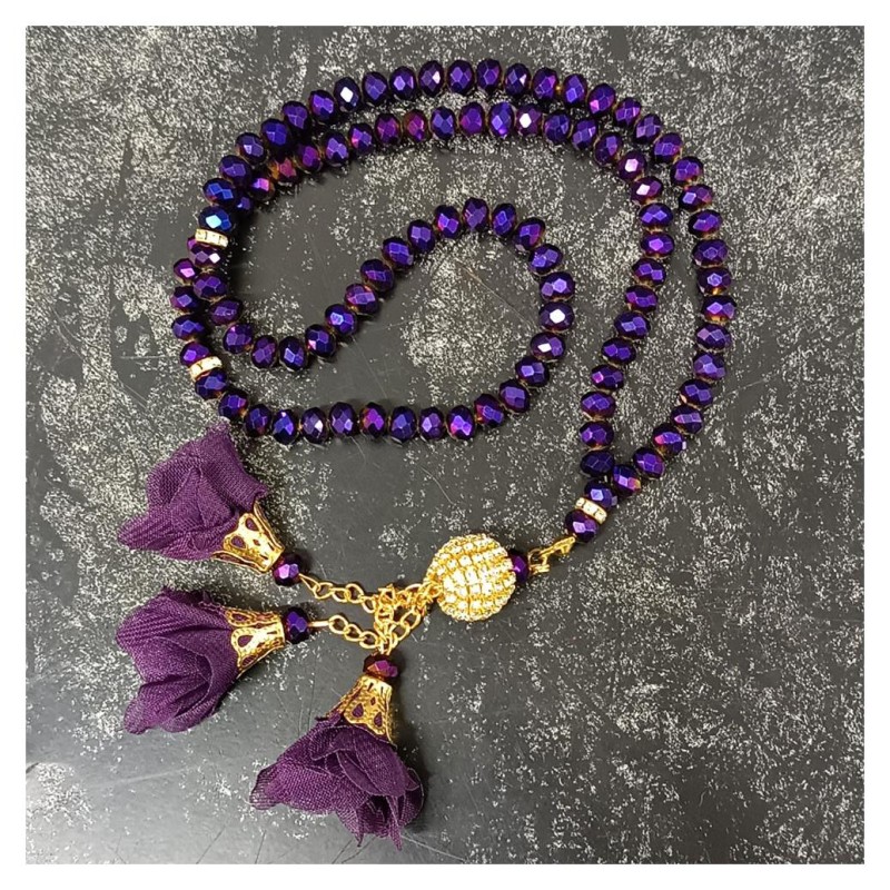 Kristal Tesbih Mürdüm 8 Mm - 10 Adet