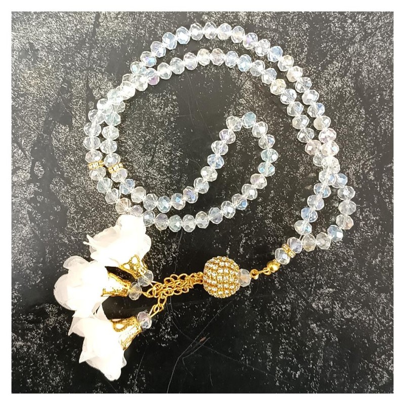 Kristal Tesbih Bej Şeffaf 8 Mm - 10 Adet