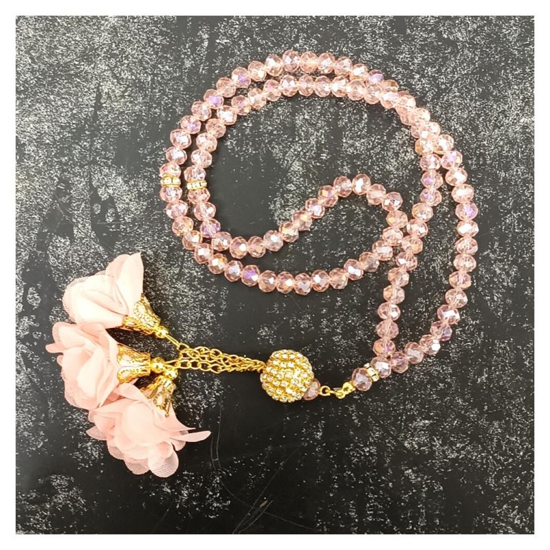 Kristal Tesbih Pudra Şeffaf 8 Mm - 10 Adet