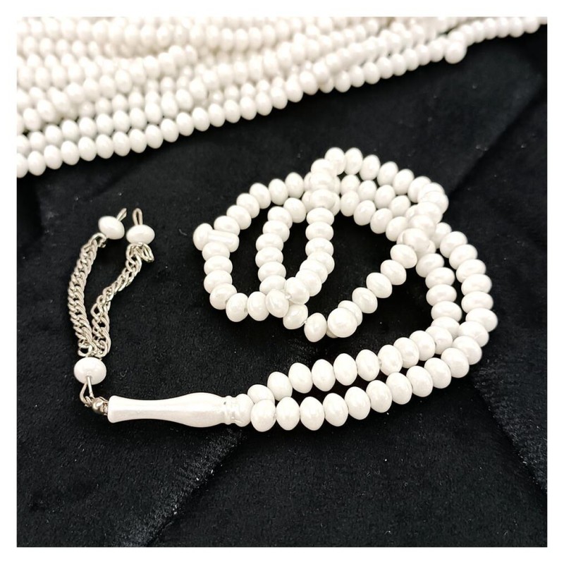 Tesbih Akrilik Beyaz 7 Mm - 10 Adet