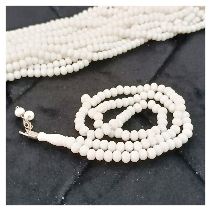 Tesbih Akrilik Beyaz 8 Mm - 10 Adet