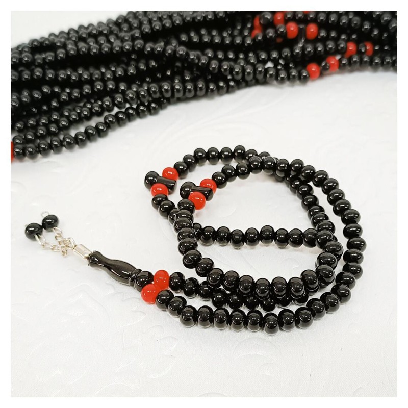 Tesbih Akrilik Kırmızı Kahve 8 Mm - 10 Adet