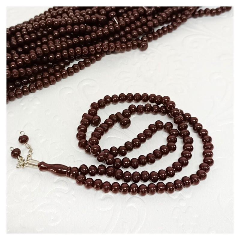 Tesbih Akrilik Kahverengi  8 Mm - 10 Adet