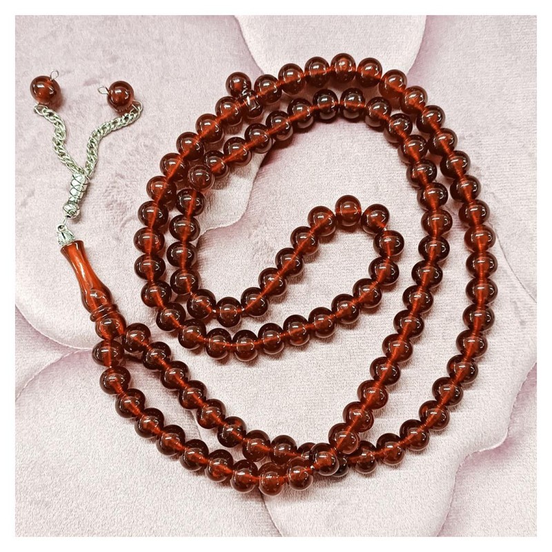 Tesbih Akrilik Şeffaf Kahverengi 14 Mm - 5 Adet