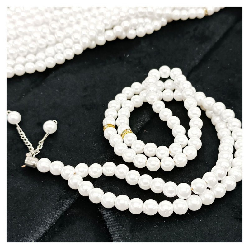 Tesbih Inci Beyaz 8 Mm - 10 Adet