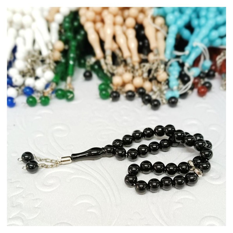 Erkek Tesbih Akrilik 33lü Siyah 8 Mm - 10 Adet