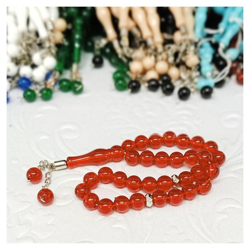 Erkek Tesbih Akrilik 33lü Bordo 10 Mm - 10 Adet