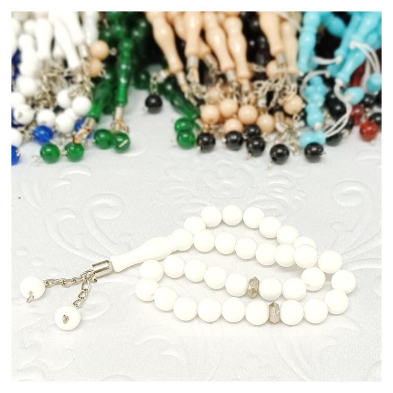 Erkek Tesbih Akrilik 33lü Beyaz 14 Mm - 5 Adet