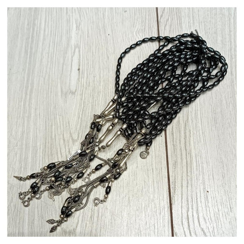 Tesbih Akrilik Hematit Arpa Model 33lü 7 Mm - 10 Adet