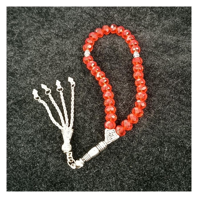 Kristal Tesbih 33'lu Kırmızı 8 Mm - 10 Adet