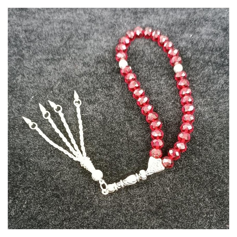 Kristal Tesbih 33'lu Bordo 8 Mm - 10 Adet