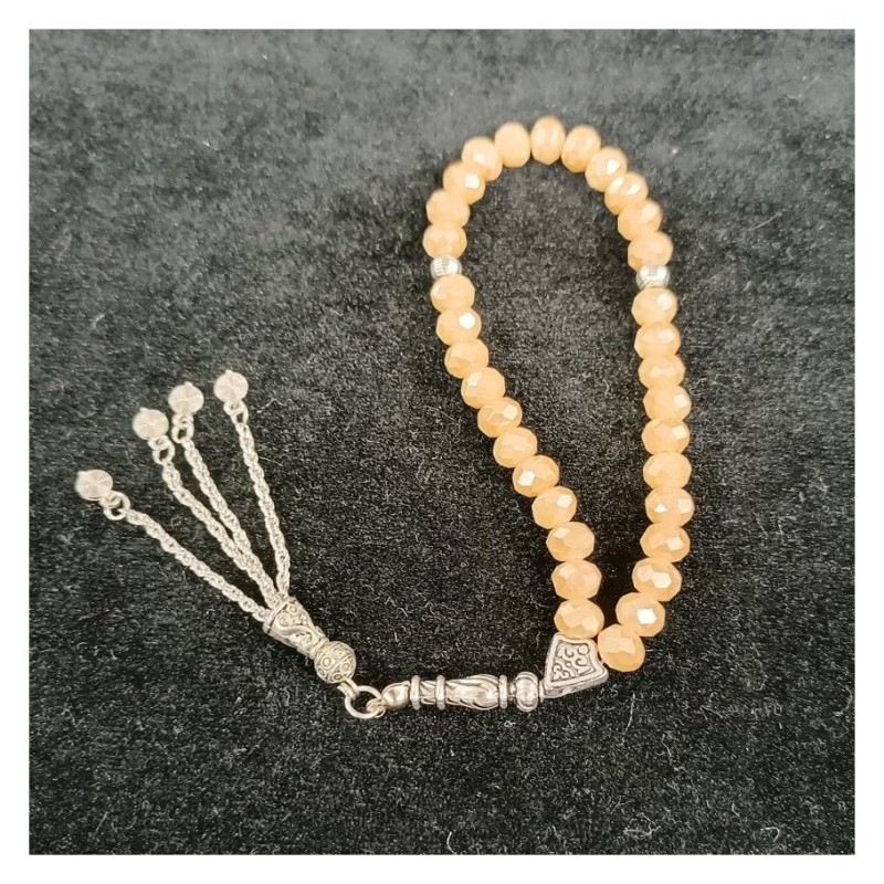 Kristal Tesbih 33'lu Mat Bej 8 Mm  - 10 Adet