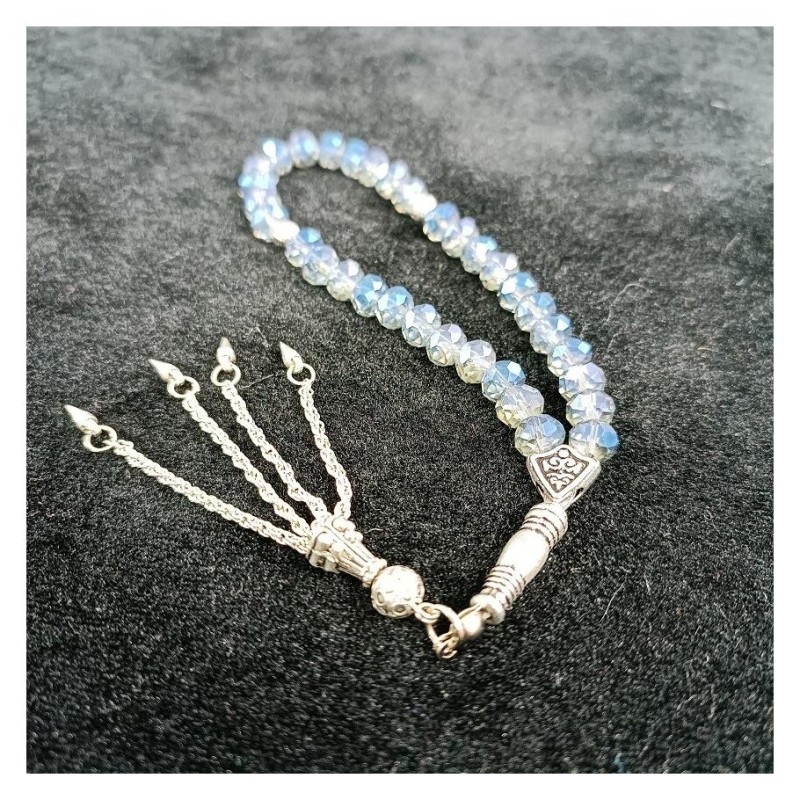 Kristal Tesbih 33'lu Buz Mavisi 8 Mm - 10 Adet