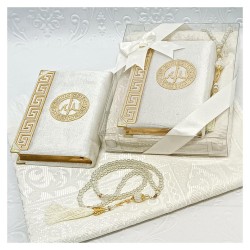 Hediyelik Kuran Seti Bej - Kuranı Kerim Seccade Tesbih