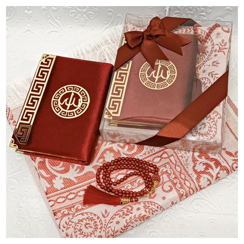 Hediyelik Kuran Seti Bordo - Kuranı Kerim Seccade Tesbih
