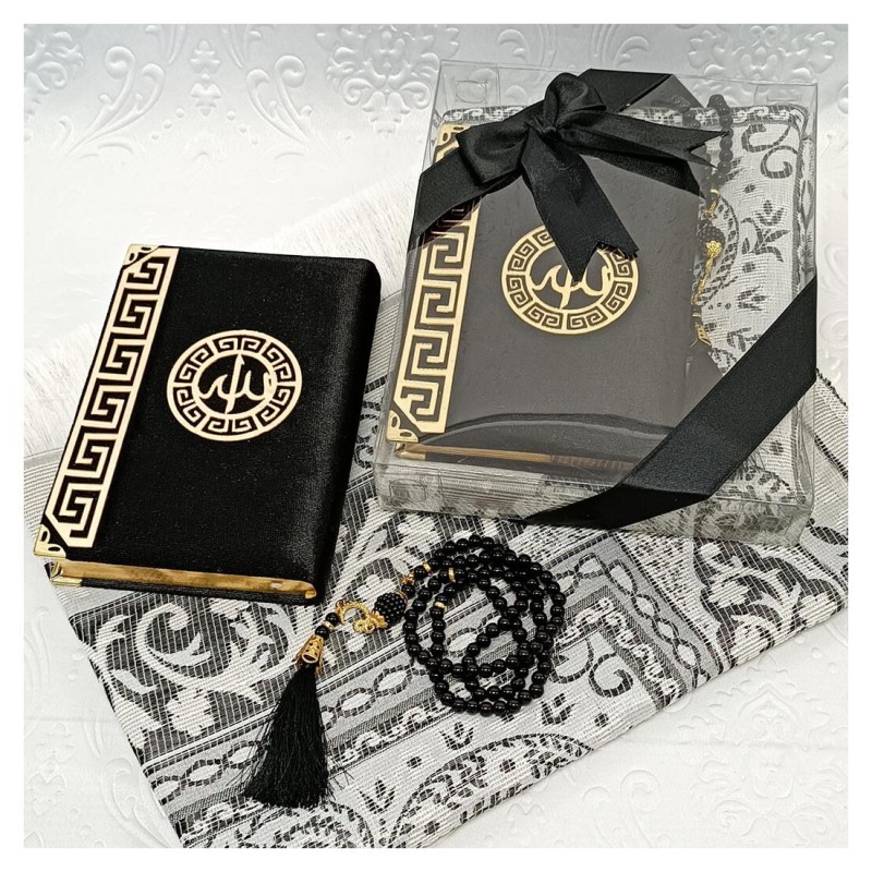 Hediyelik Kuran Seti Siyah - Kuranı Kerim Seccade Tesbih