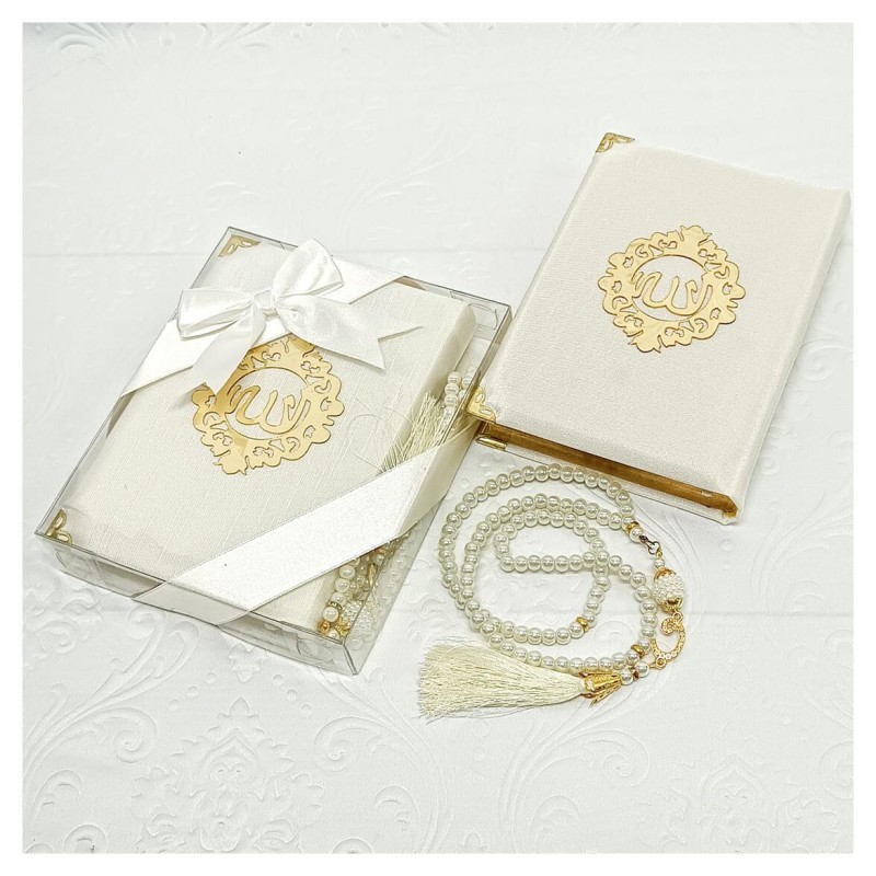 Hediyelik Kuran Seti Bej - Tesbihli 