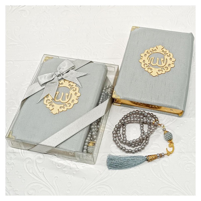 Hediyelik Kuran Seti Gri - Tesbihli 