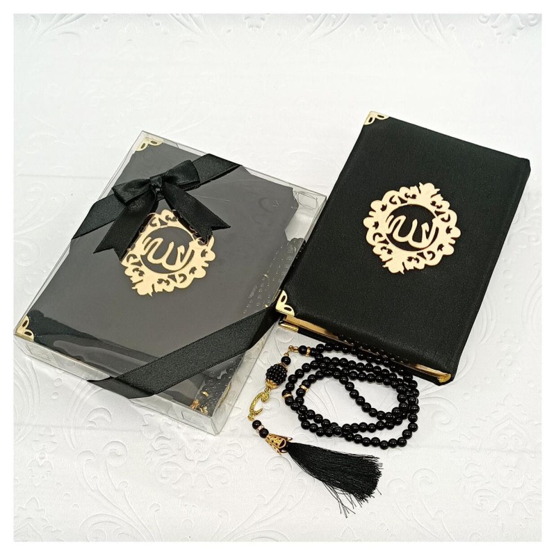 Hediyelik Kuran Seti Siyah - Tesbihli 