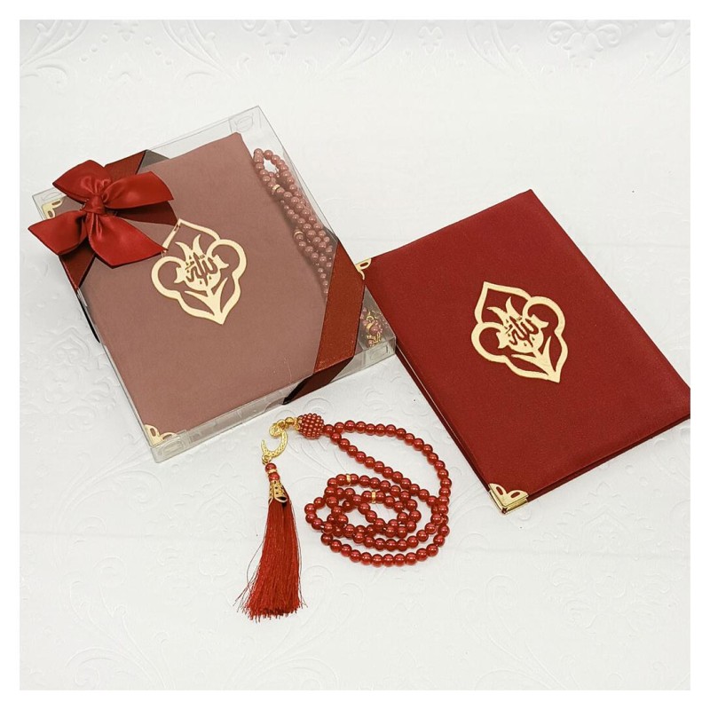 Hediyelik Yasin Seti Bordo - Tesbihli