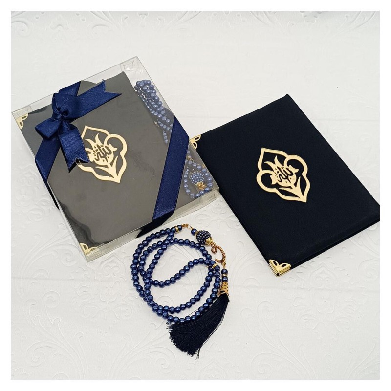 Hediyelik Yasin Seti Lacivert - Tesbihli