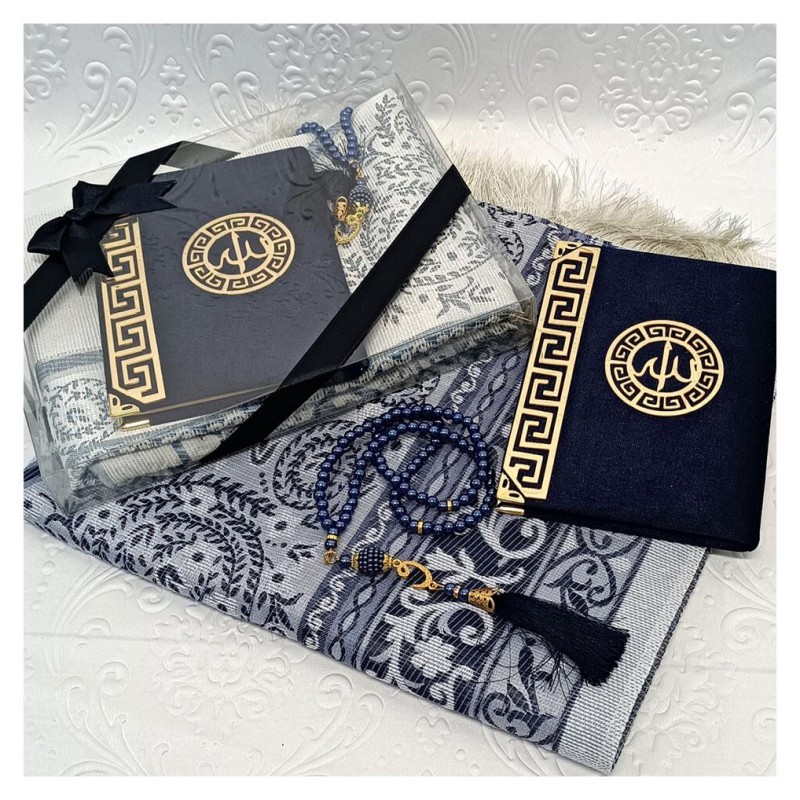 Hediyelik Yasin Seti Lacivert - Yasin Seccade Tesbih