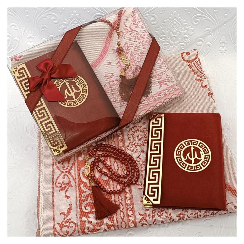 Hediyelik Yasin Seti Bordo - Yasin Seccade Tesbih