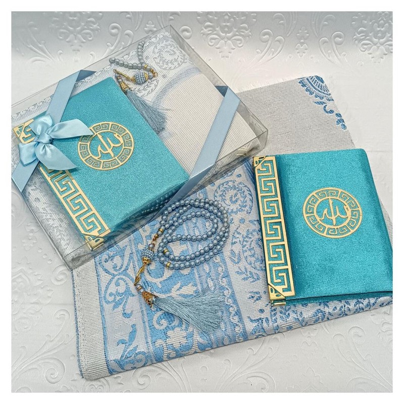 Hediyelik Yasin Seti Mavi - Yasin Seccade Tesbih