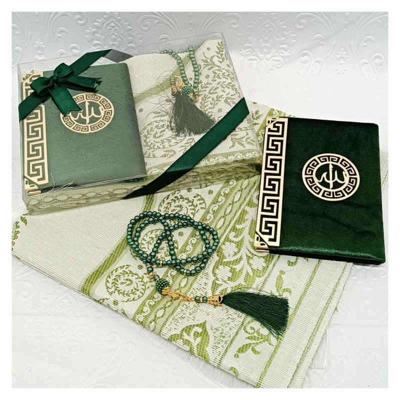 Hediyelik Yasin Seti Yeşil - Yasin Seccade Tesbih