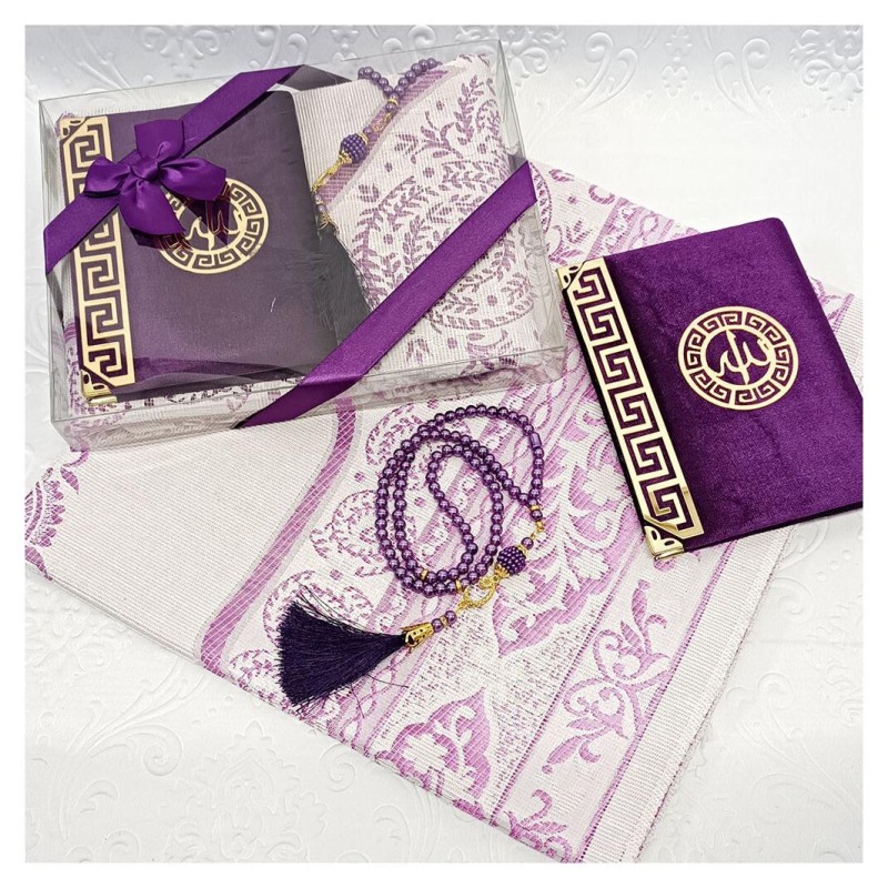 Hediyelik Yasin Seti Mürdüm - Yasin Seccade Tesbih