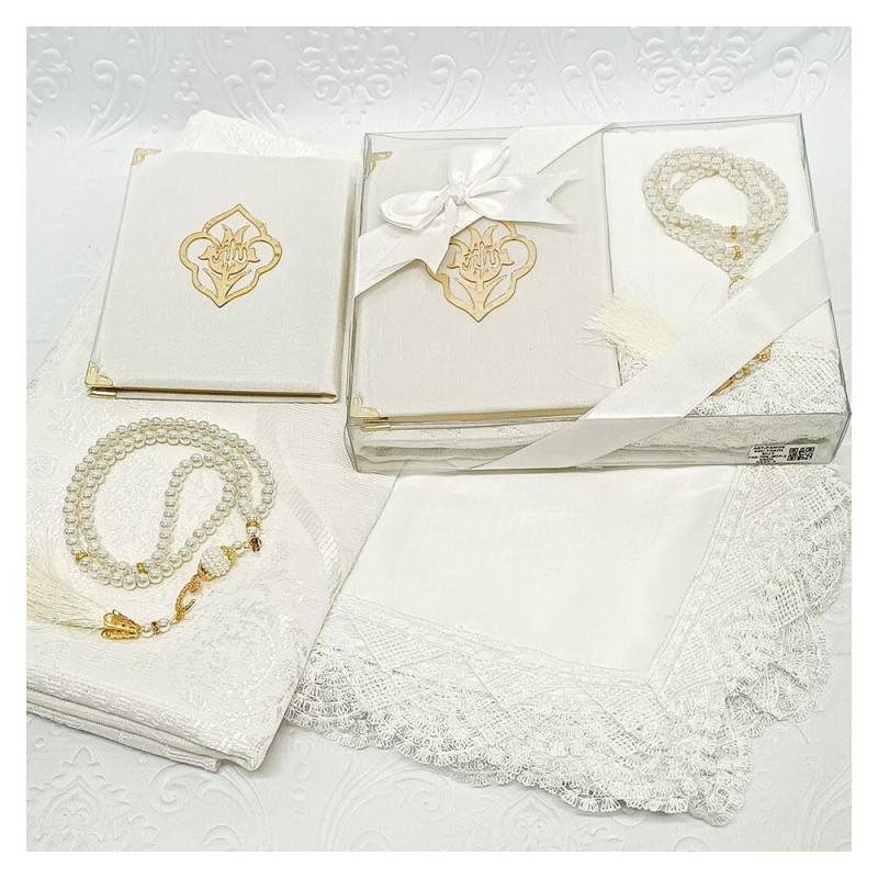 Hediyelik Yasin Seti Bej - Yasin Seccade Tesbih Şal