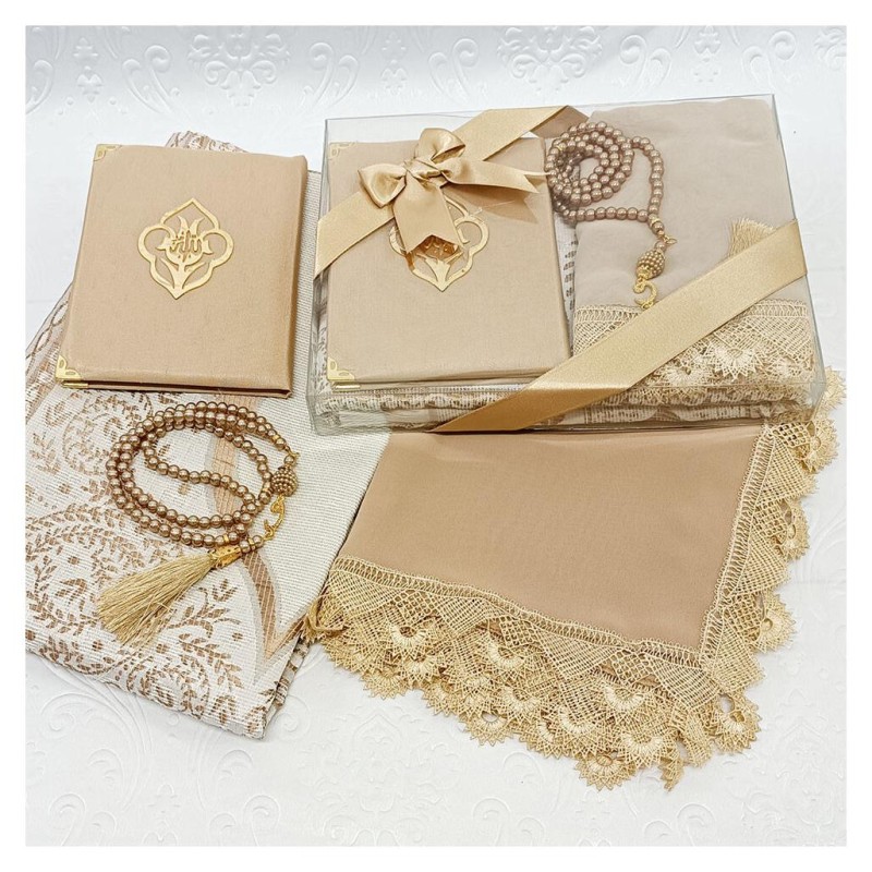 Hediyelik Yasin Seti Kapiçino - Yasin Seccade Tesbih Şal