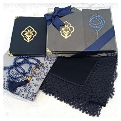 Hediyelik Yasin Seti Lacivert - Yasin Seccade Tesbih Şal