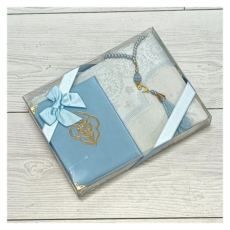 Hediyelik Yasin Seti Mavi -  Yasin Seccade Tesbih