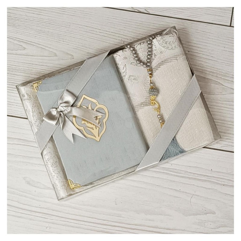 Hediyelik Yasin Seti Gri -  Yasin Seccade Tesbih