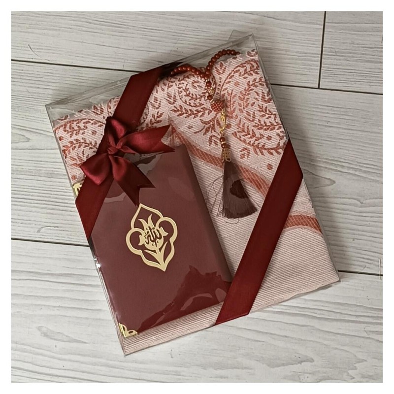 Hediyelik Yasin Seti Bordo -  Yasin Seccade Tesbih