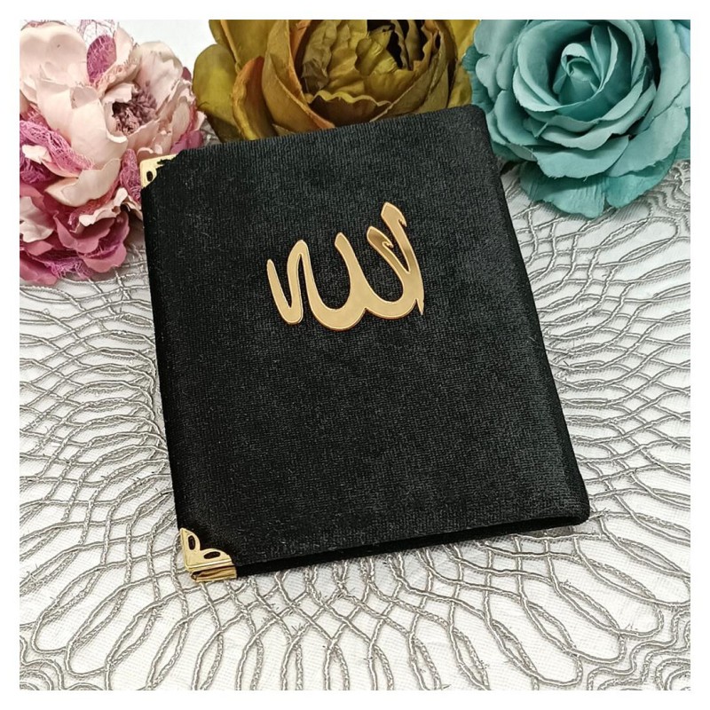 Kadife Kaplı Yasin Kitabı - Siyah Çanta Boy 