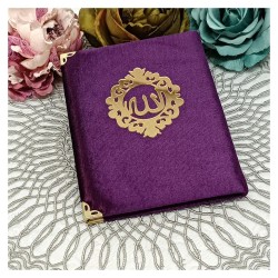 Kadife Kaplı Yasin Kitabı - Mürdüm Çanta Boy 