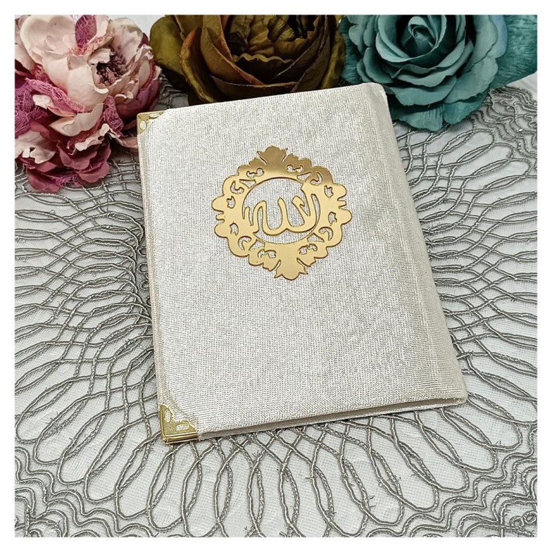 Kadife Kaplı Yasin Kitabı - Bej Çanta Boy 