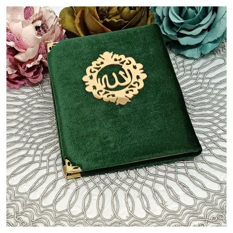 Kadife Kaplı Yasin Kitabı - Yeşil Çanta Boy 