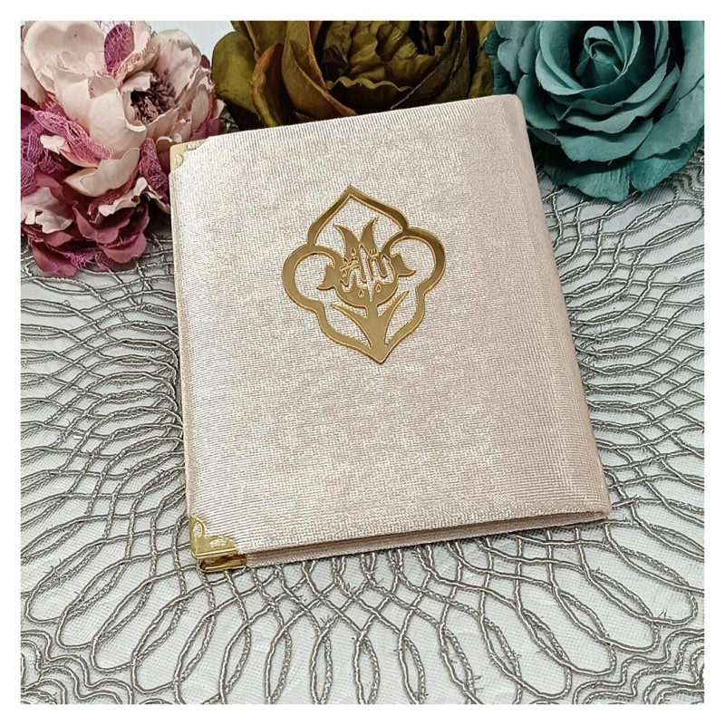 Kadife Kaplı Yasin Kitabı - Pudra Çanta Boy