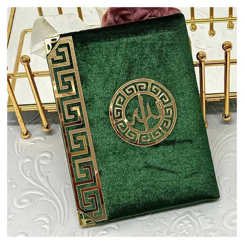 Kadife Kaplı Yasin Kitabı - Yeşil Çanta Boy 