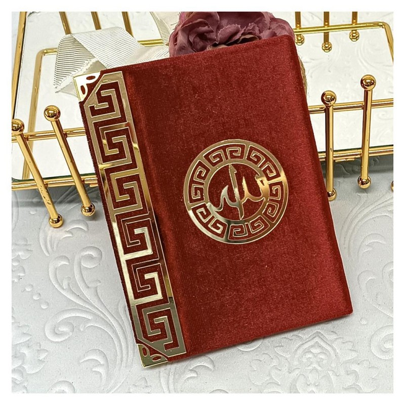 Kadife Kaplı Yasin Kitabı - Bordo Çanta Boy 