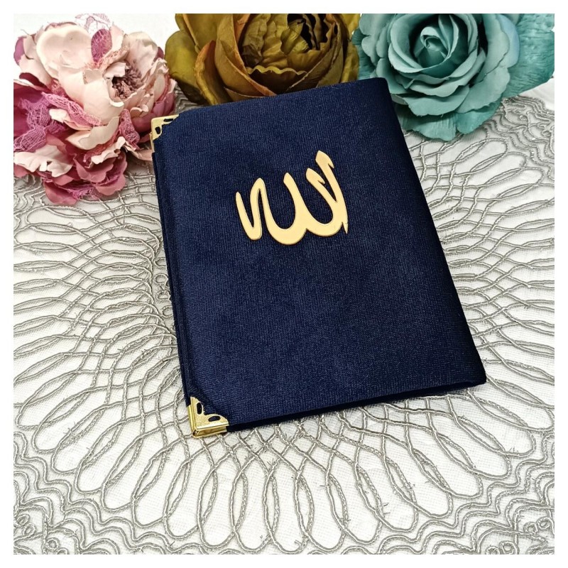Kadife Kaplı Yasin Kitabı - Lacivert Orta Boy 